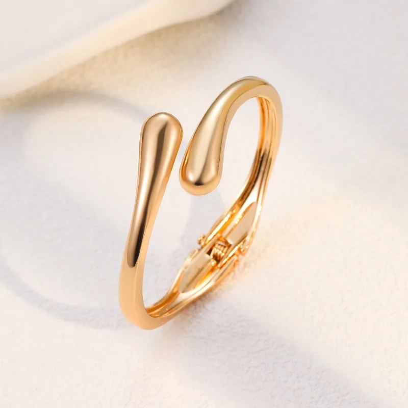 Women's Adjustable Stainless Steel Teardrop Bangle Bracelet